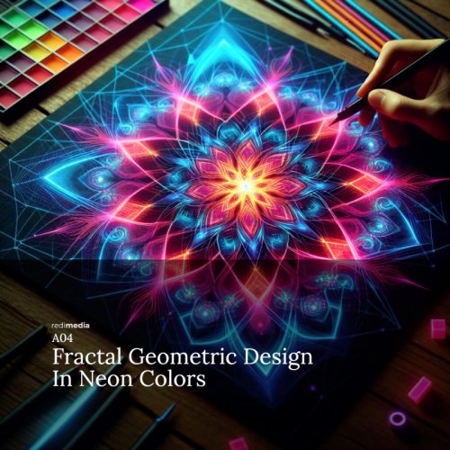 Fractal Geometric Design in Neon Colors